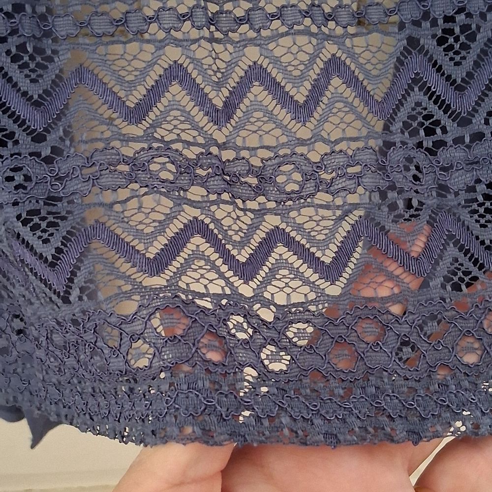 Jacqueline de Yong JDY Cornflower Blue Lace Open-Front Cardigan - Picture 15 of 16